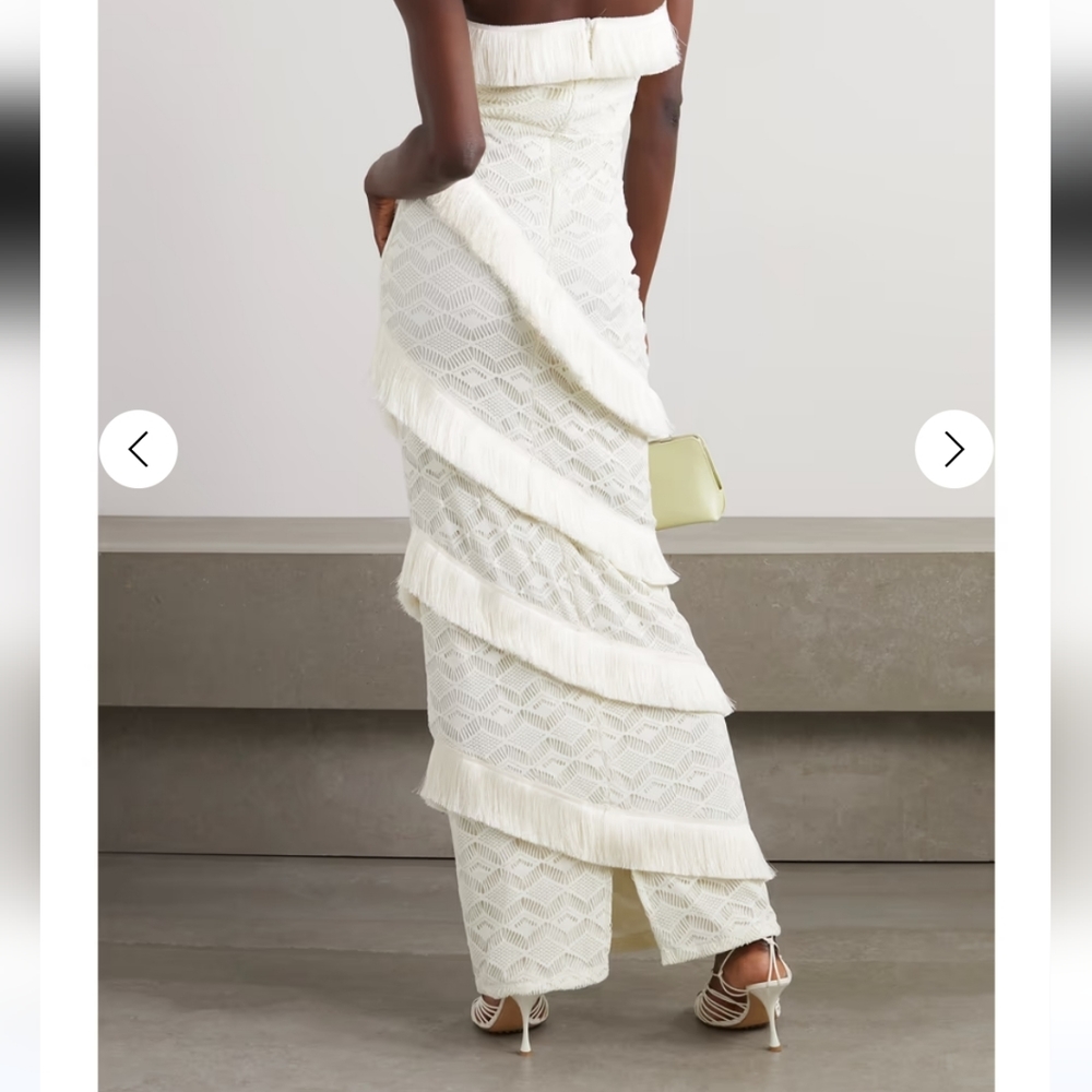 Patbo Crochet Strapless Fringe Trim Maxi Dress - Picture 9 of 14